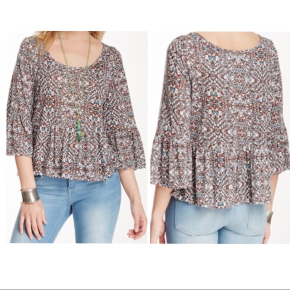 Free People Tops - Free People Bell Sleeve Peplum Top, S